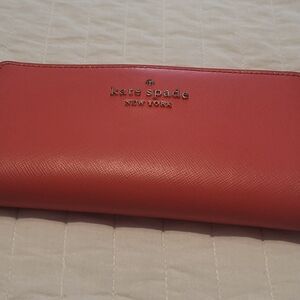 Kate Spade Large Slim Bifold Coral/orange Wallet  MSRP $179.